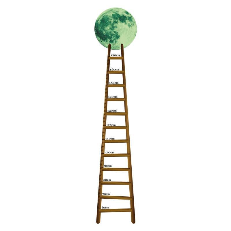 Selvlysende Højdemåler Wallsticker med Måne og Stige