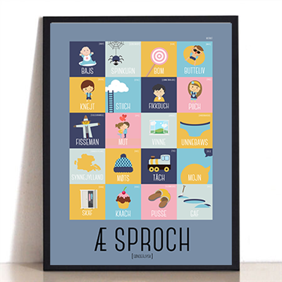 Æ Sproch Blå Plakat – Unik Kunst til Dit Hjem!