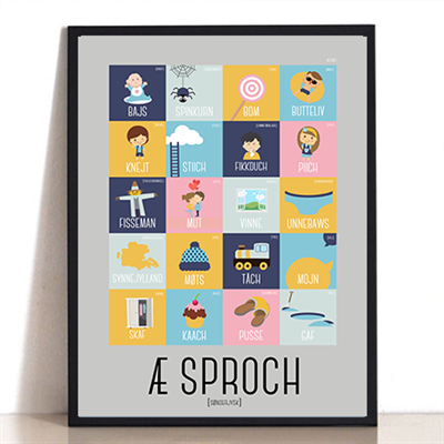 Æ Sproch Grå Plakat 30 x 40 cm – Unik Vægkunst Tilbud