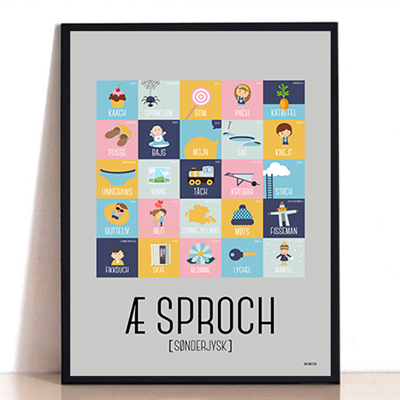 Æ Sproch Plakat – Unik Kunst til Dit Hjem i Grå