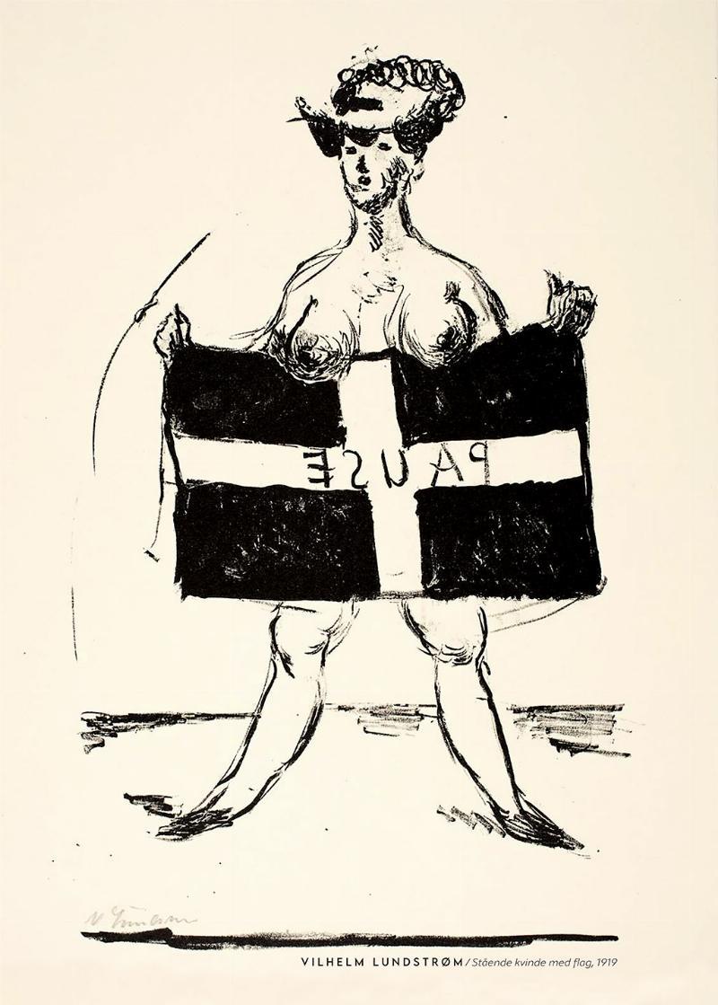 Stående kvinde med flag - Unik kunstplakat til hjemmet