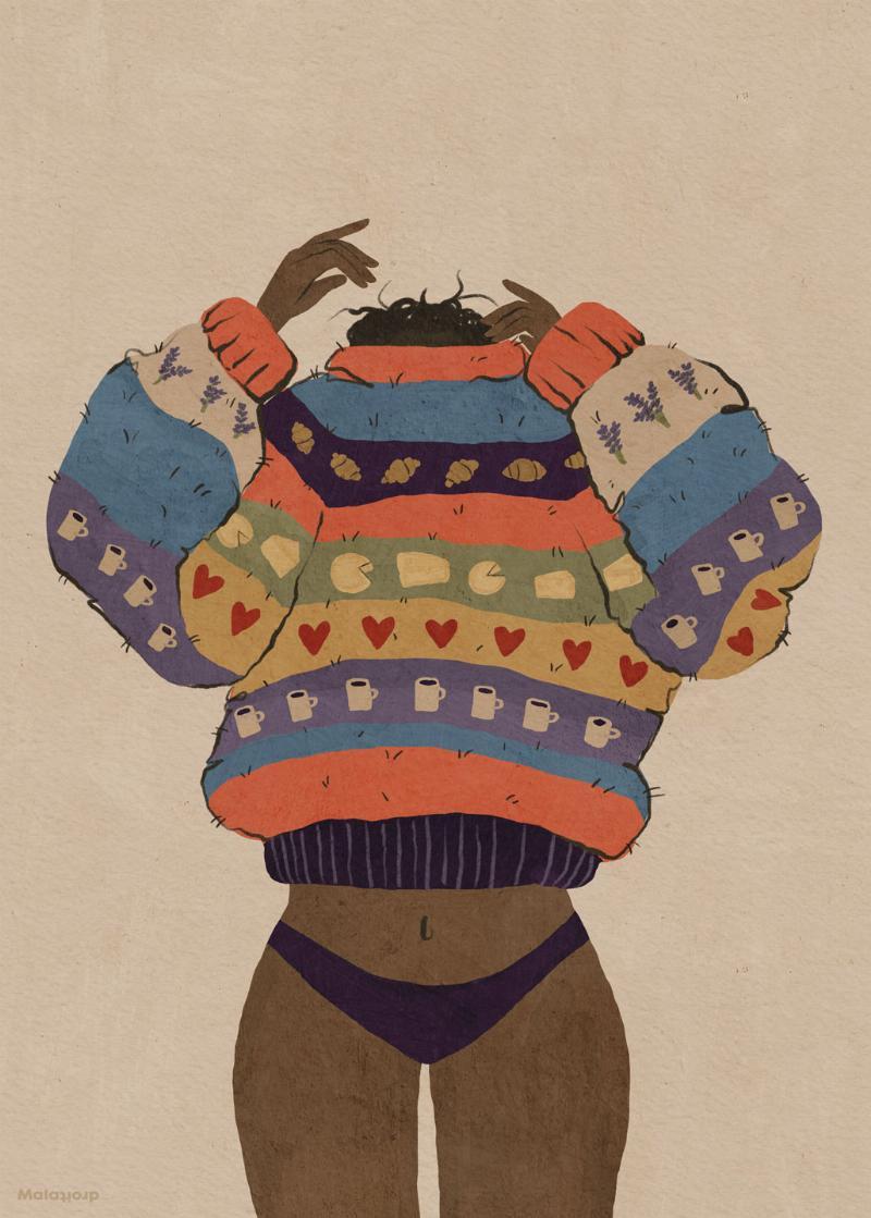 Maladroit Vægkunst - Strikvejr Udsalg! Unik Illustration.