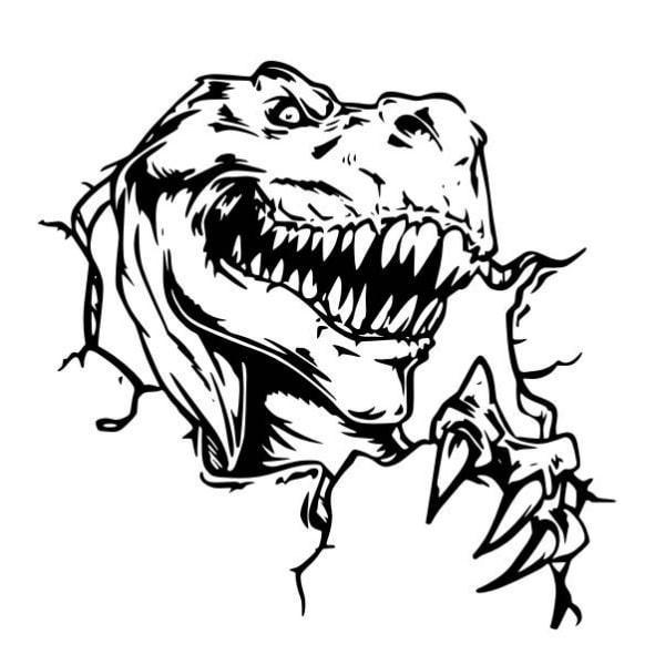 Dinosaur Vægklistermærke – T-Rex Bryder Gennem Væggen!