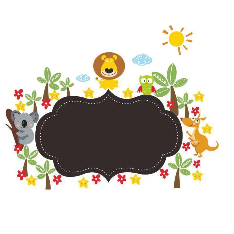 Sød kridt tavle wallsticker med dyr og blomster – Kreativ!