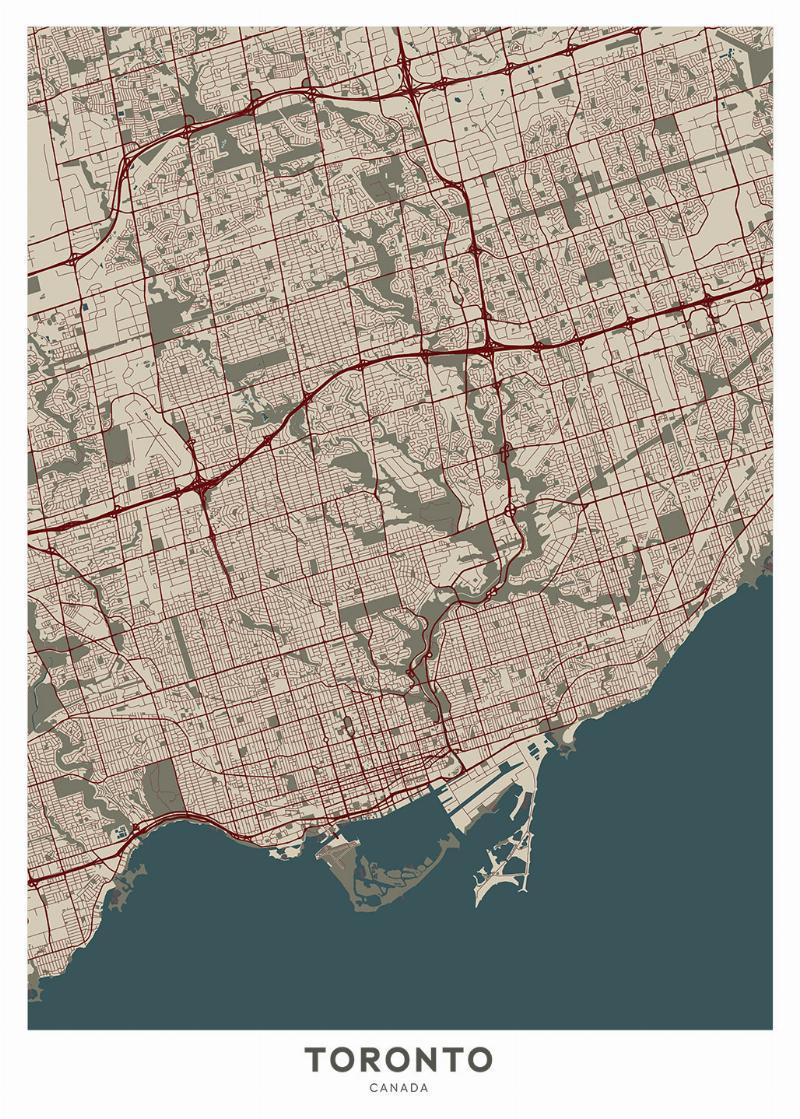 Toronto Vægkort fra Illux – Udforsk Byens Skønhed!