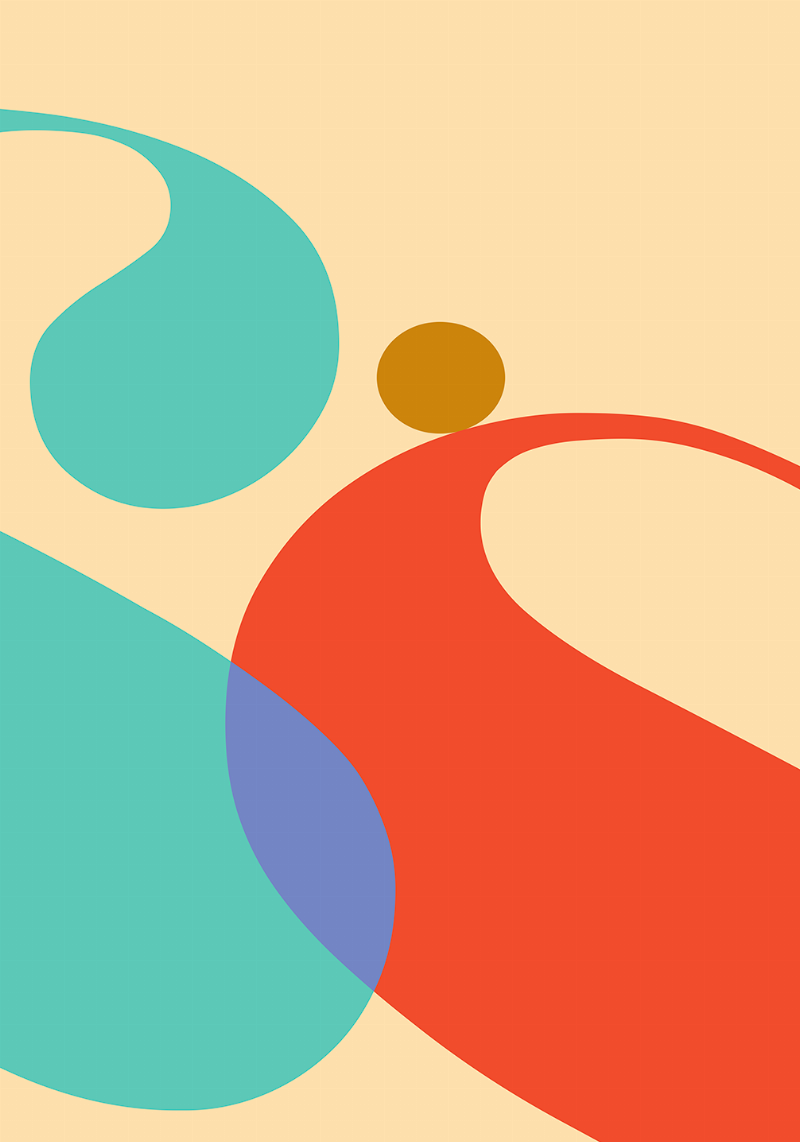 Typo Turkis Orange 1 – Grafisk Kunst til Dit Hjem