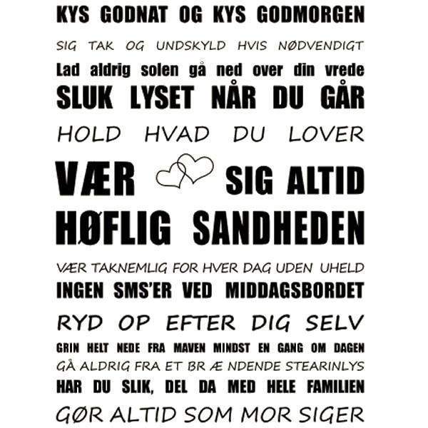 Livets Regler Vægklistermærke – Inspirerende Dekoration 58x79 cm