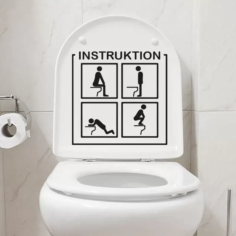 WC Vejledning Vægklistermærke - Gør Badeværelset Sjovere!