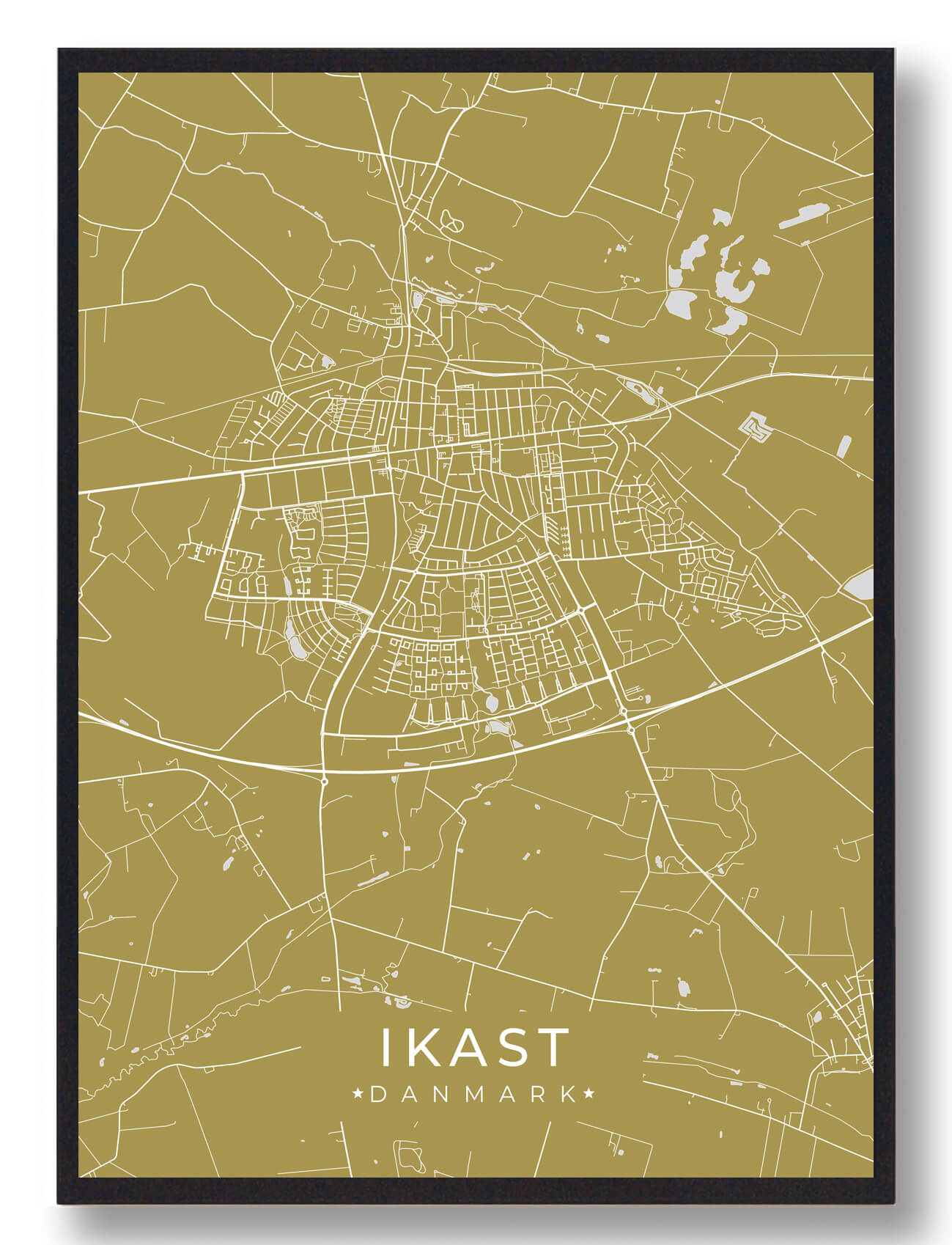 Ikast byplakat – Strålende gul plakat til hjemmet