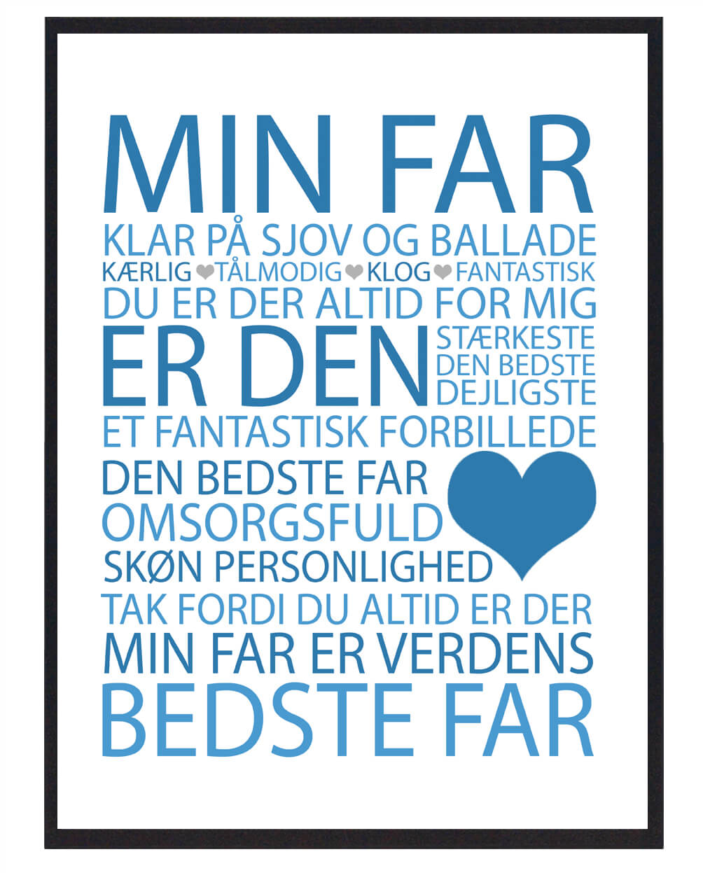 Min Far – Elegant Blå Plakat til Fars Dag