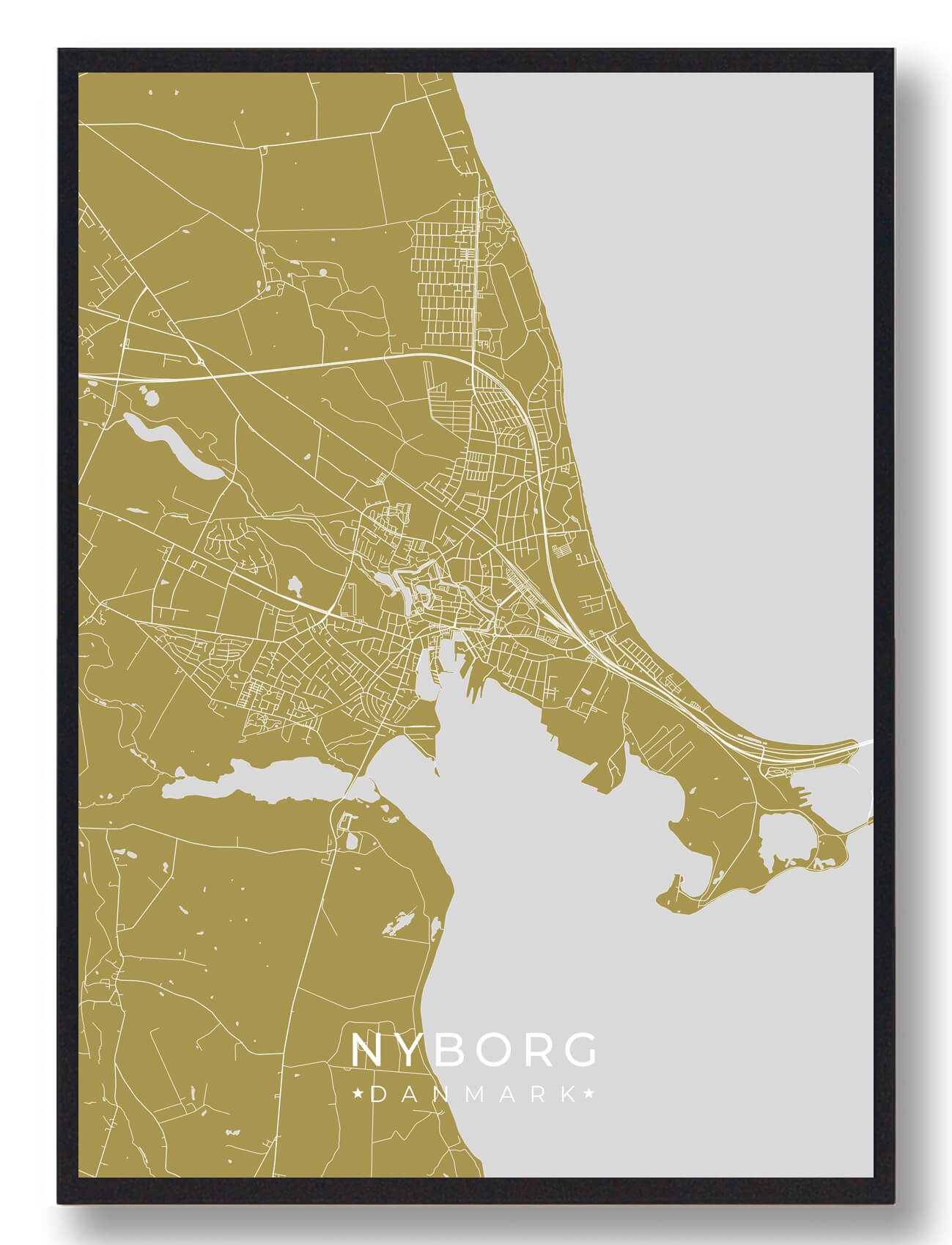 Nyborg Plakat - Gult Design til Dit Hjem