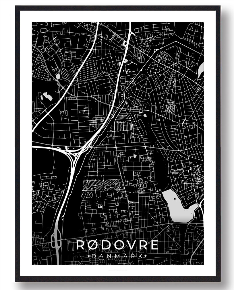 Rødovre Plakat - Sort Design til Dit Hjem