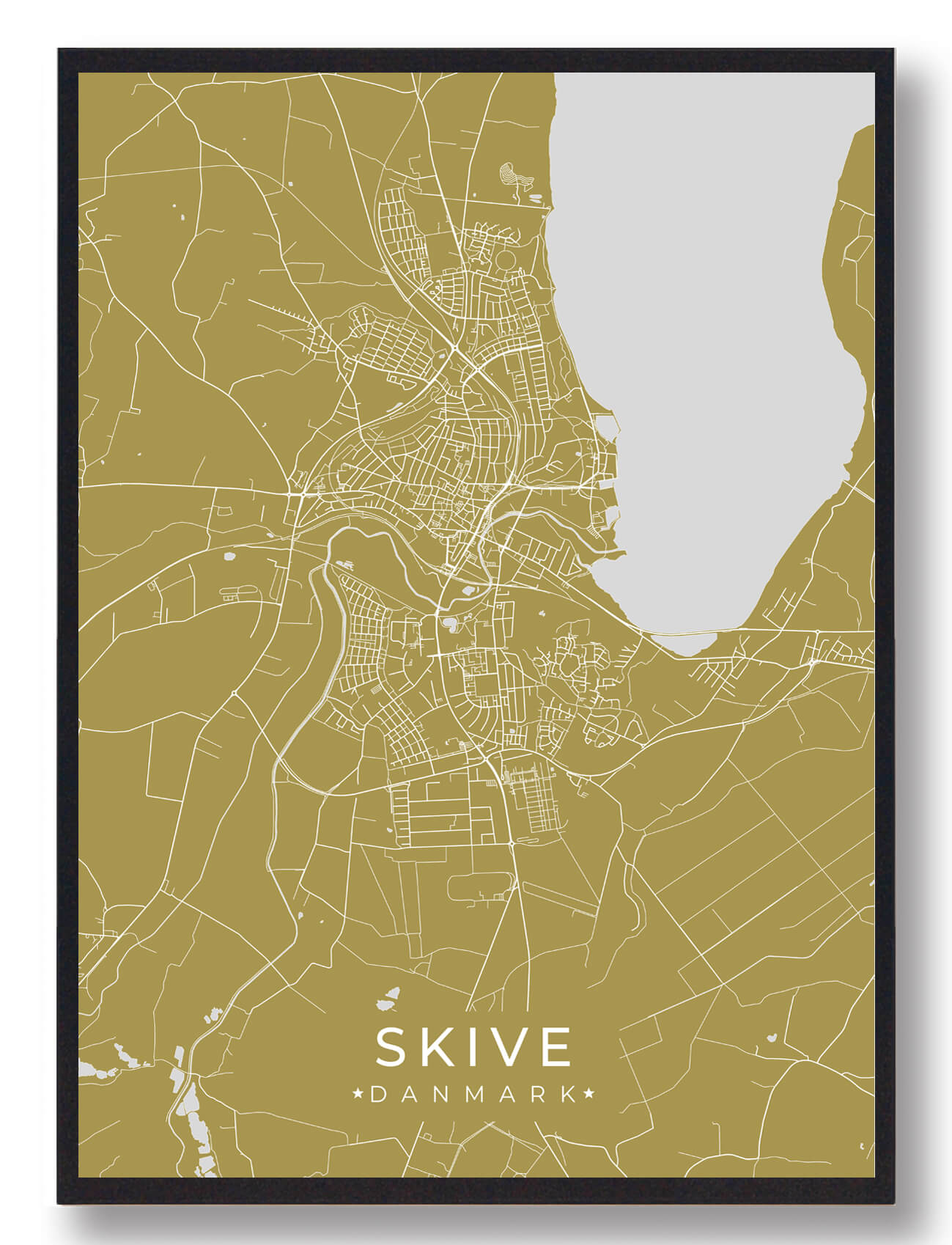 Gul Plakat af Skive – Fejr byens skønhed med stil!