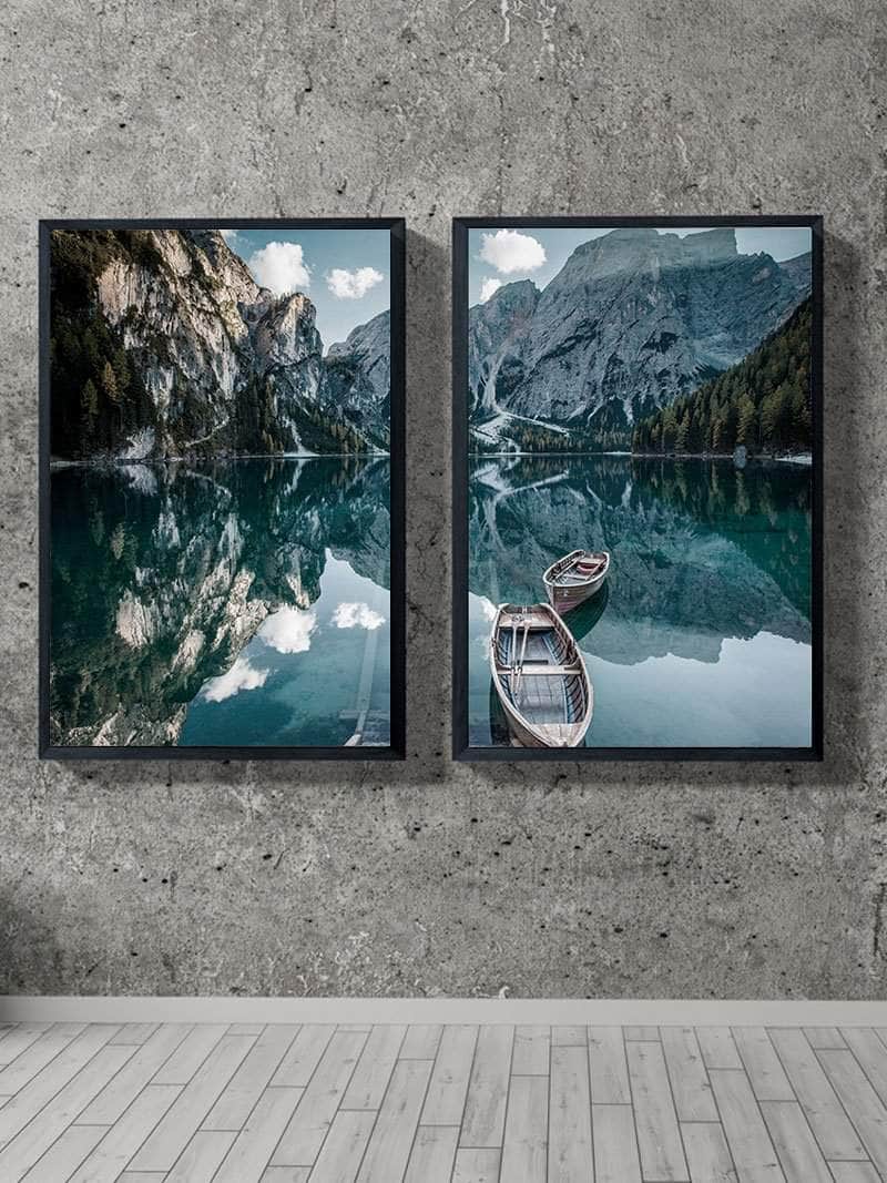 Dobbelt Plakat med Både – Naturskøn Udsigt til Hjemmet