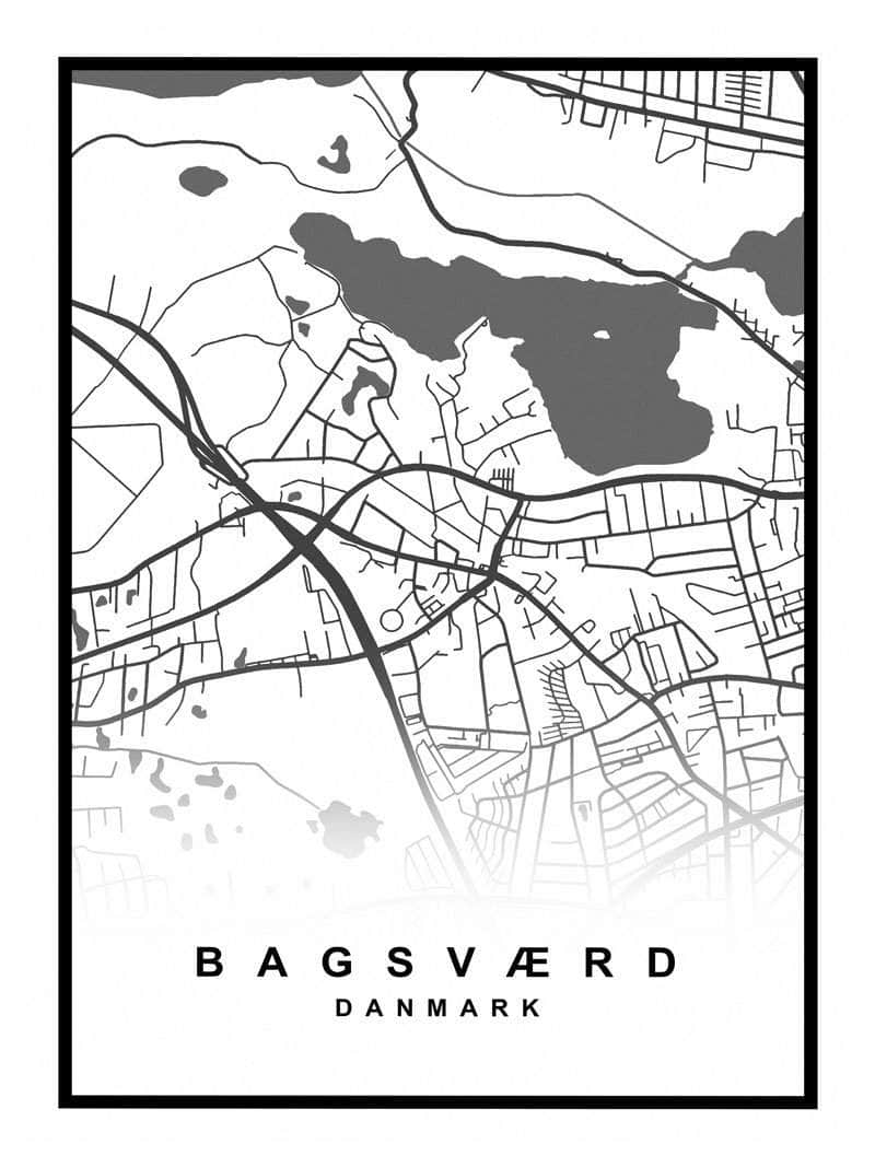 Bagsværd bykort plakat – unik dekoration til hjemmet!