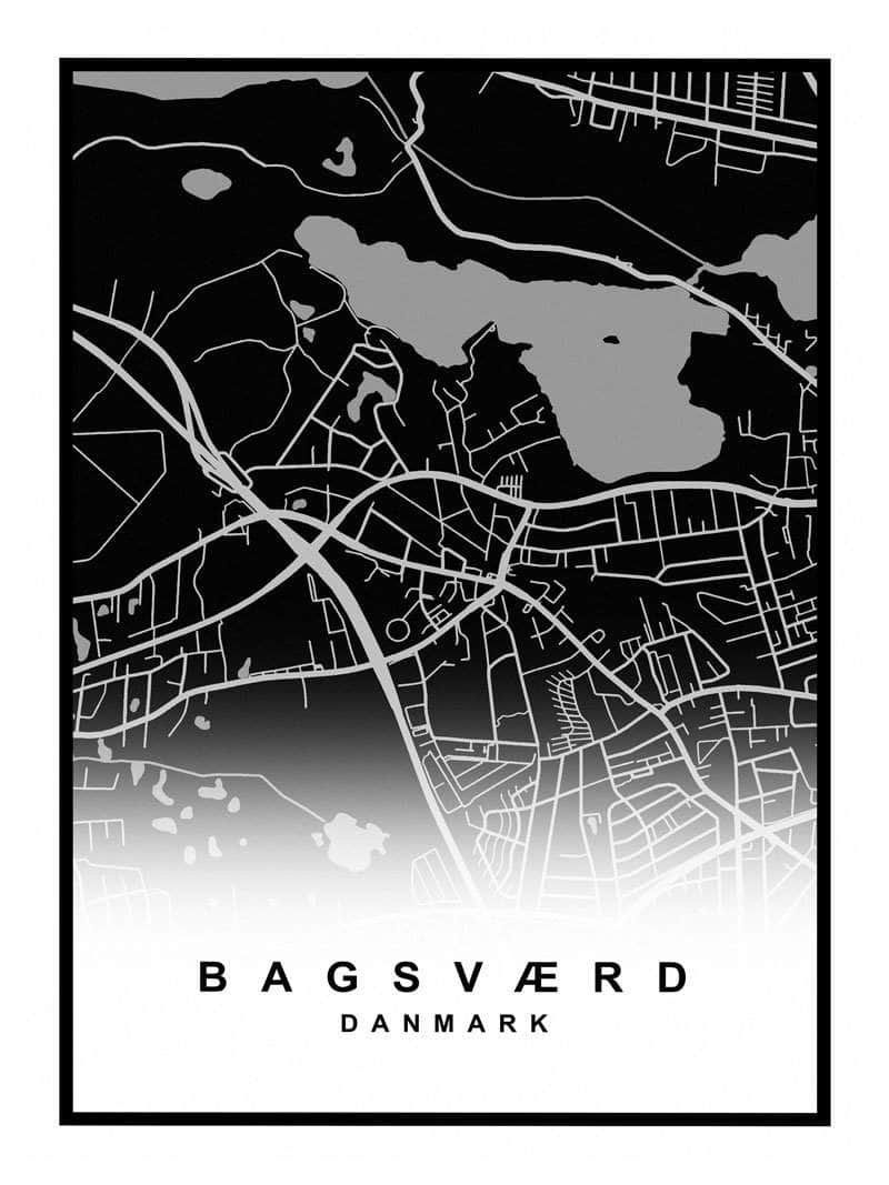 Bagsværd bykort plakat – Dekorativ vægkunst til hjemmet!