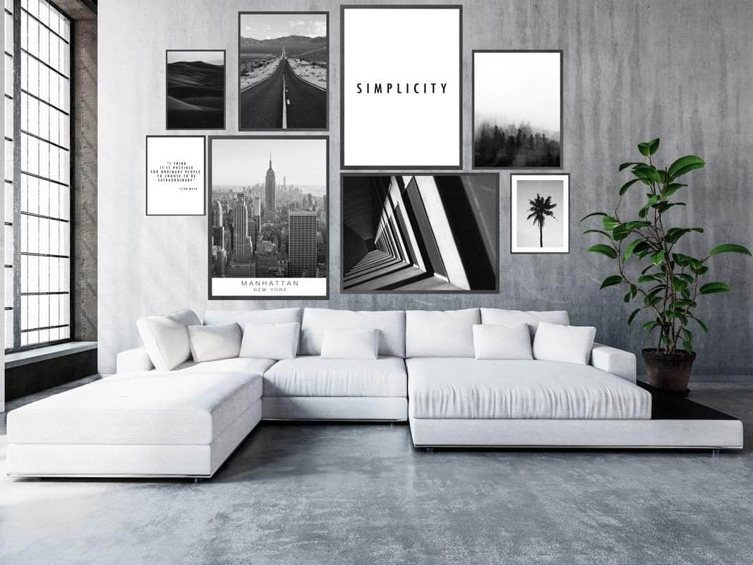 Storby Billedvæg - Minimalistisk Kunst med Natur Elementer