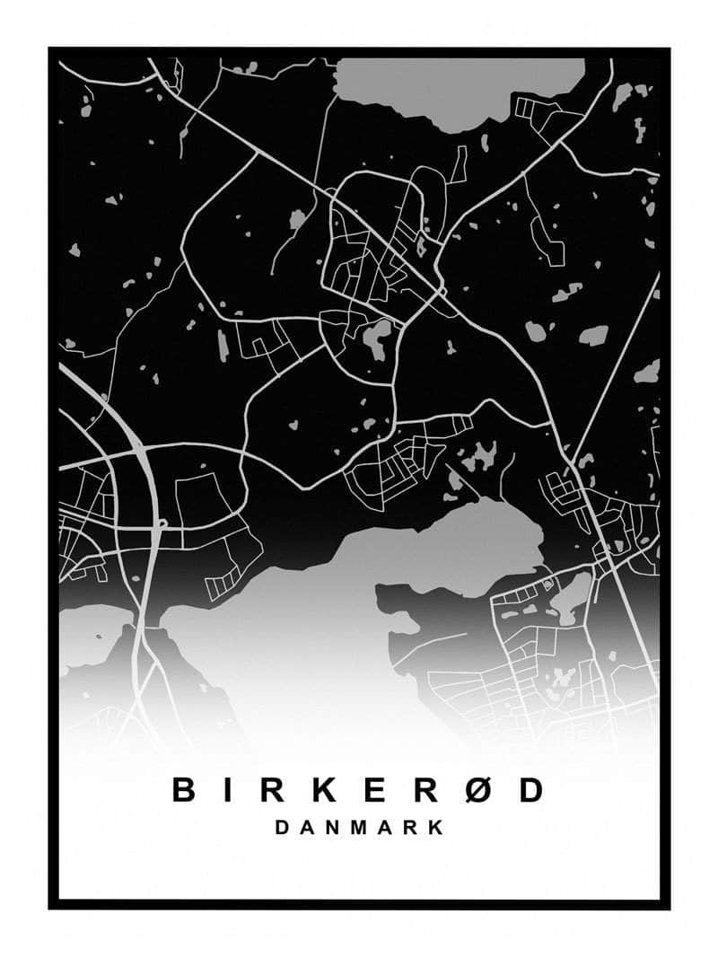 Birkerød Plakat – Detaljeret Kort over Birkerød By