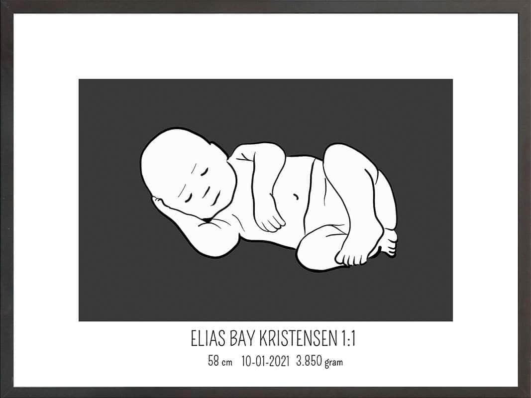 Fødselsplakat 1:1 – Lyserød Gave til Nybagt Mor