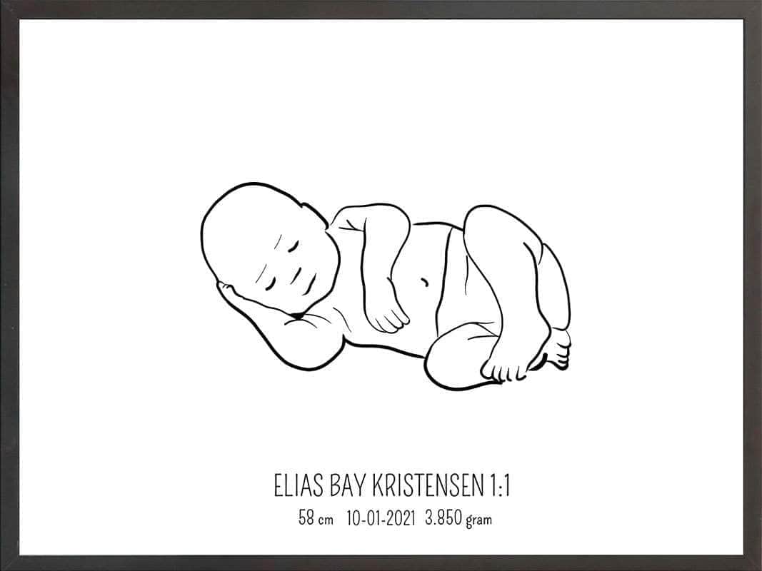 Fødselsplakat 1:1 – Lyserød Gave til Nybagte Forældre
