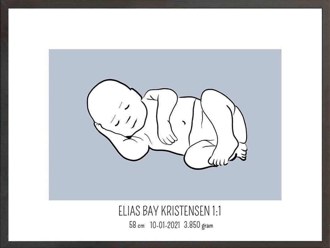 Fødselsplakat 1:1 – Liggende Lyserød fra Postersbyus