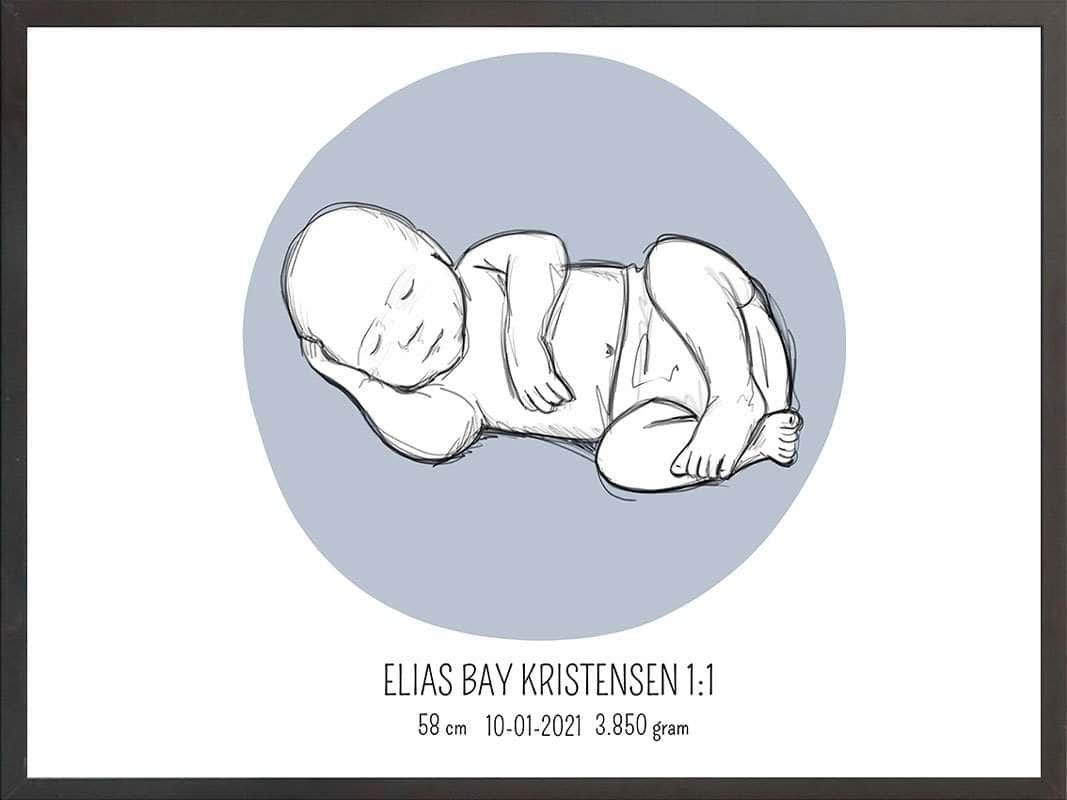 Fødselsplakat 1:1 – Liggende Lyserød til Gaveidéer