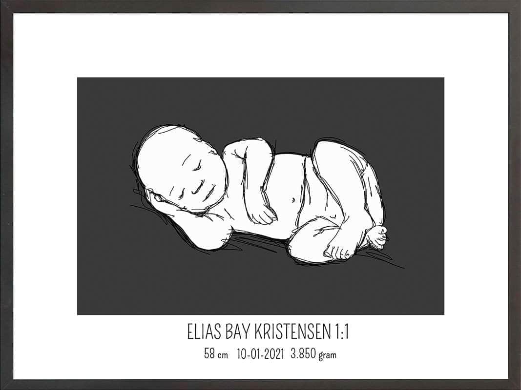 Fødselsplakat 1:1 – Lyserød Gaveidé til Nybagte Forældre