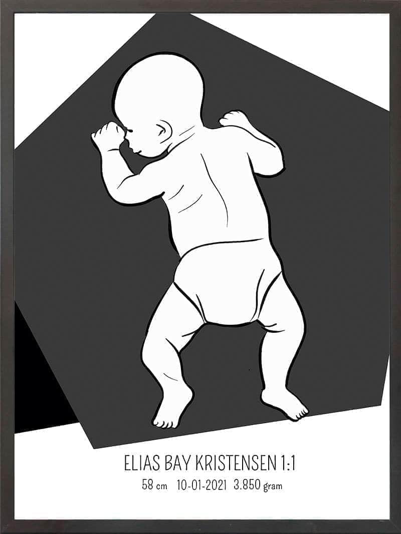 Fødselsplakat 1:1 – Blå Design til Unik Gave eller Mindesyn