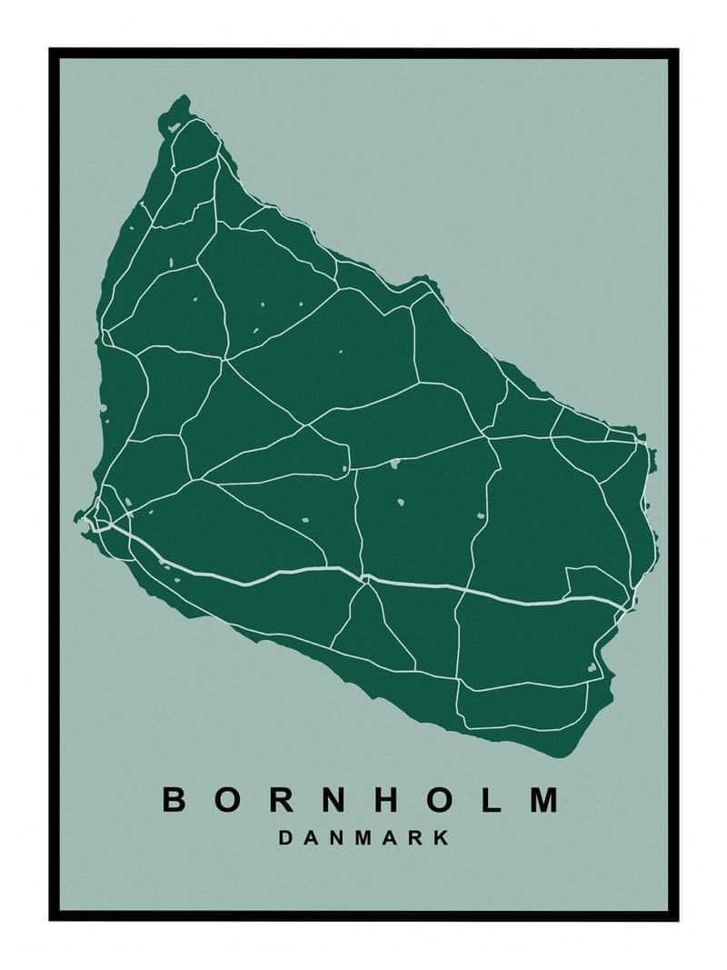 Bornholm Kort - Smuk Plakat til Indretning og Udsmykning
