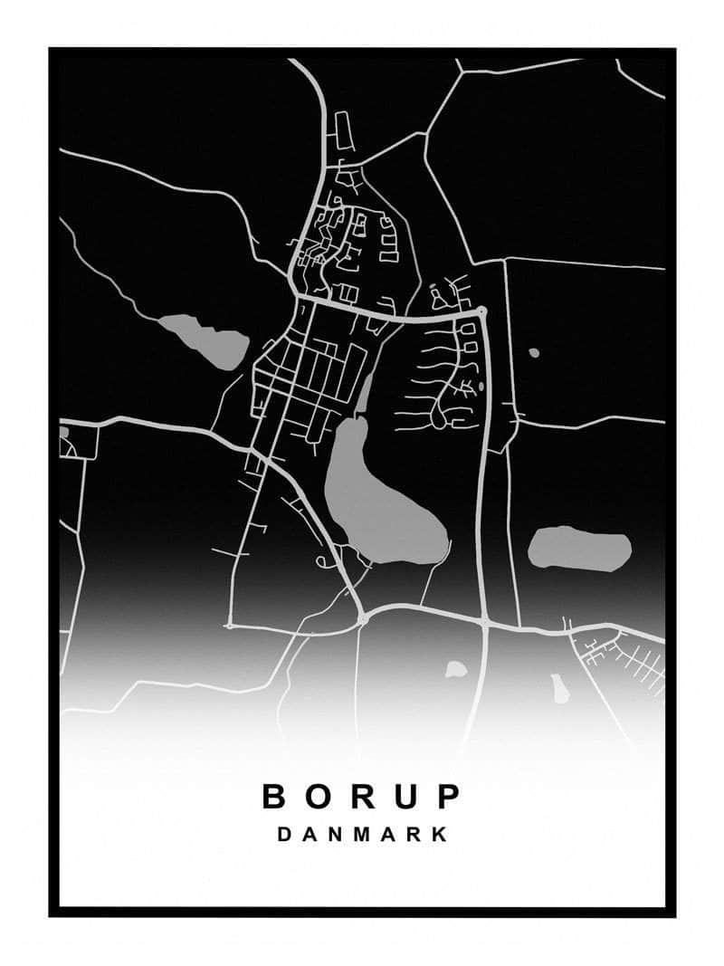 Borup Plakat med Kort – Unik Bybillede til Dit Hjem!