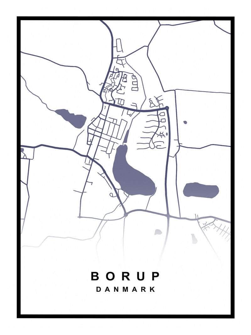Borup Plakat – Detaljeret Kort til Dekoration af Borup