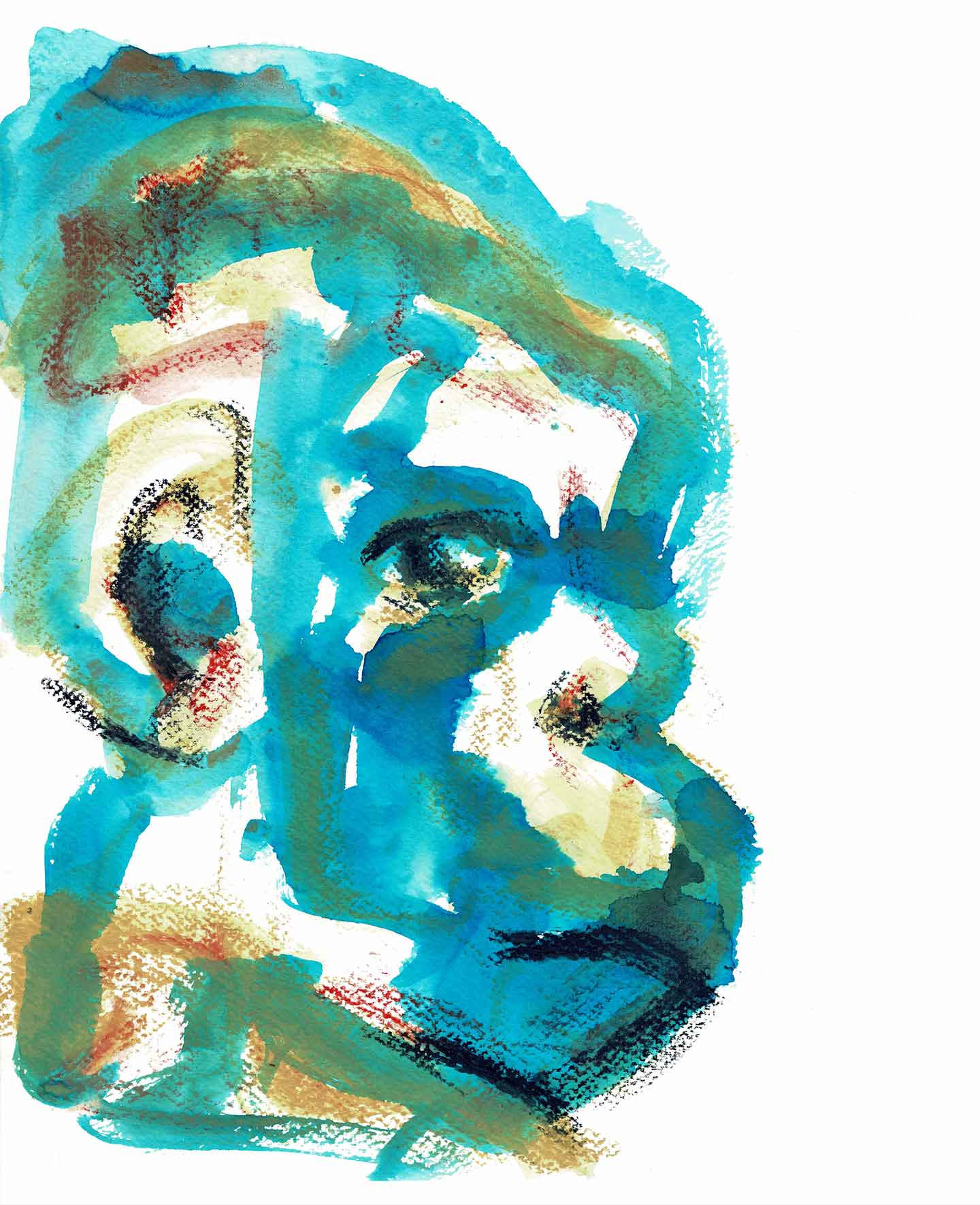 Akvarelprint: Monkey af Tina Seirup Nielsen - Fantastisk tilbud!