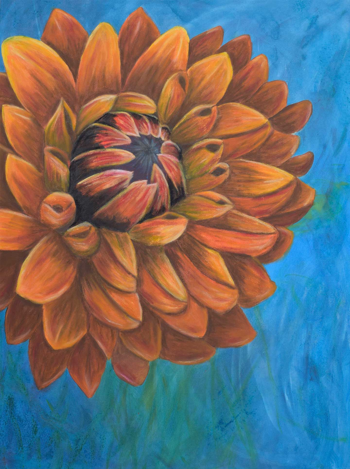 Dahlia Orange Kunsttryk – Unik Dekoration til Hjemmet