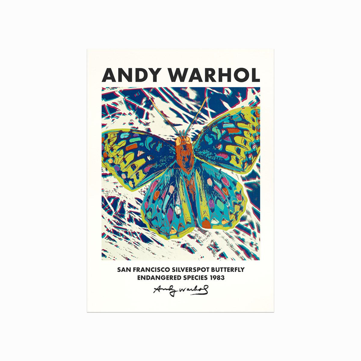Andy Warhol Sommerfugl Plakat – Kunstnerisk Elegance til Hjemmet
