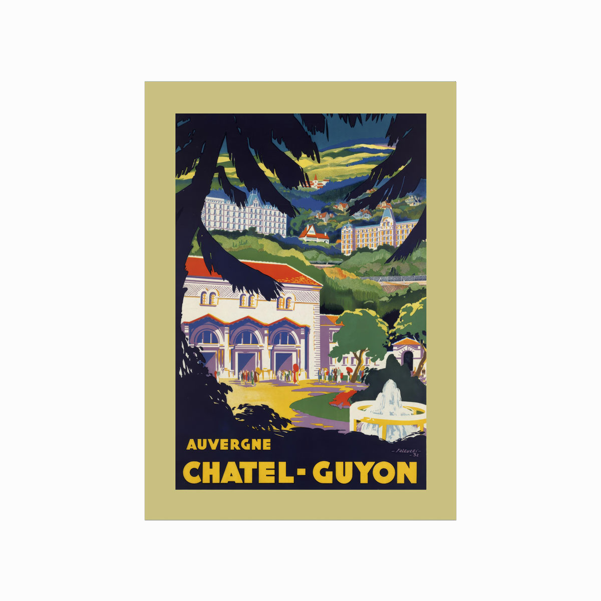 Retro plakat fra Auvergne – Châtel-Guyon til dit hjem
