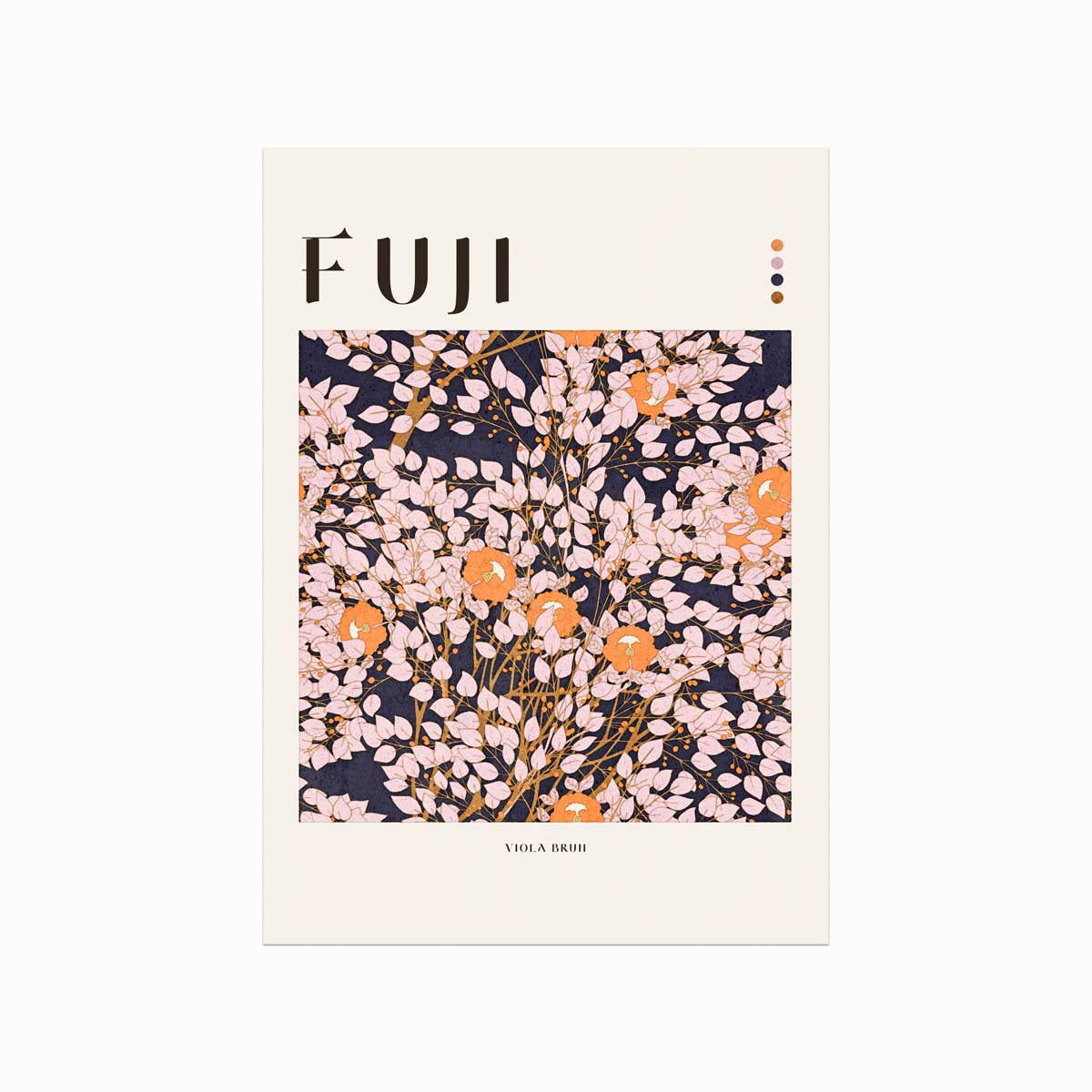 Farverig Fuji Plakat fra Viola Brun til Dit Hjem