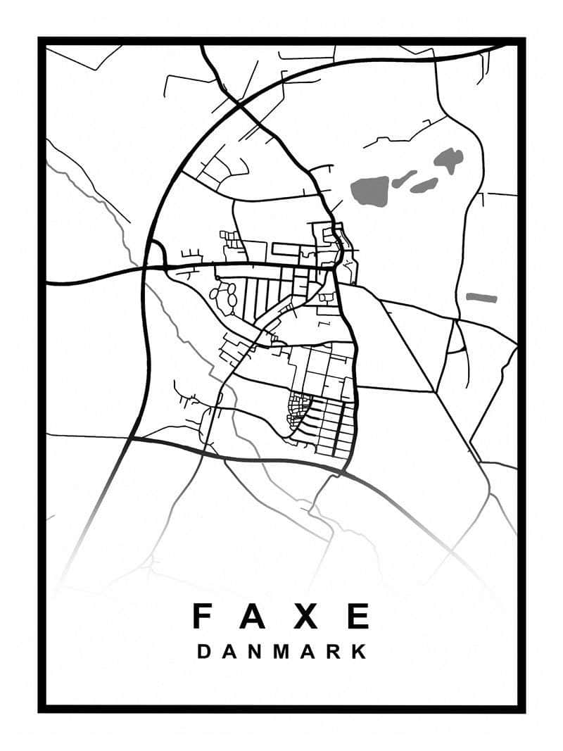 Faxe By Kort Plakat – Oplev Skønheden i Faxe!