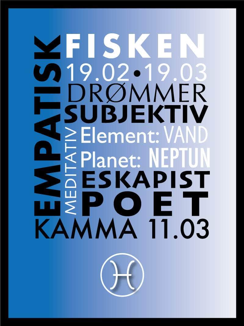 Elegant plakat med Fisken stjernetegn – Vægdekoration