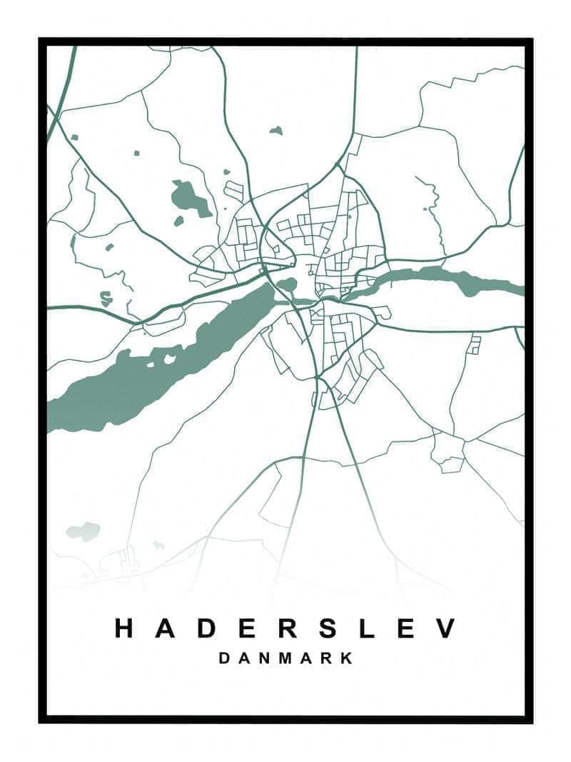 Haderslev bykort plakat – unik dekoration til dit hjem