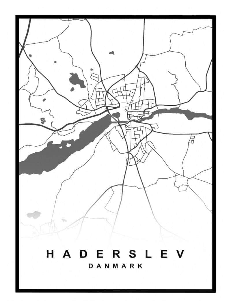 Haderslev bykort plakat - Unik dekoration til hjemmet