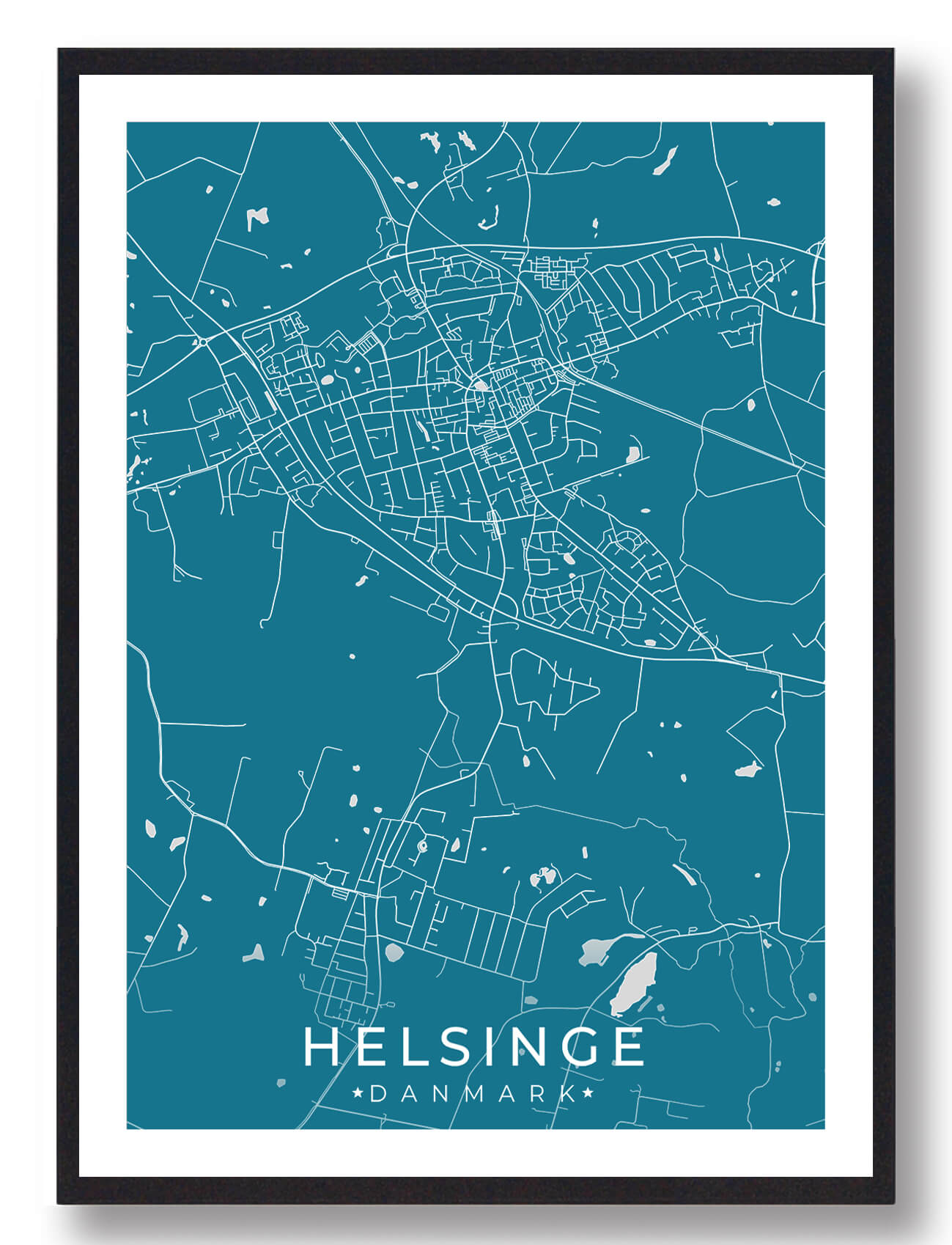 Helsinge Plakat – Blå Design til Dit Hjem
