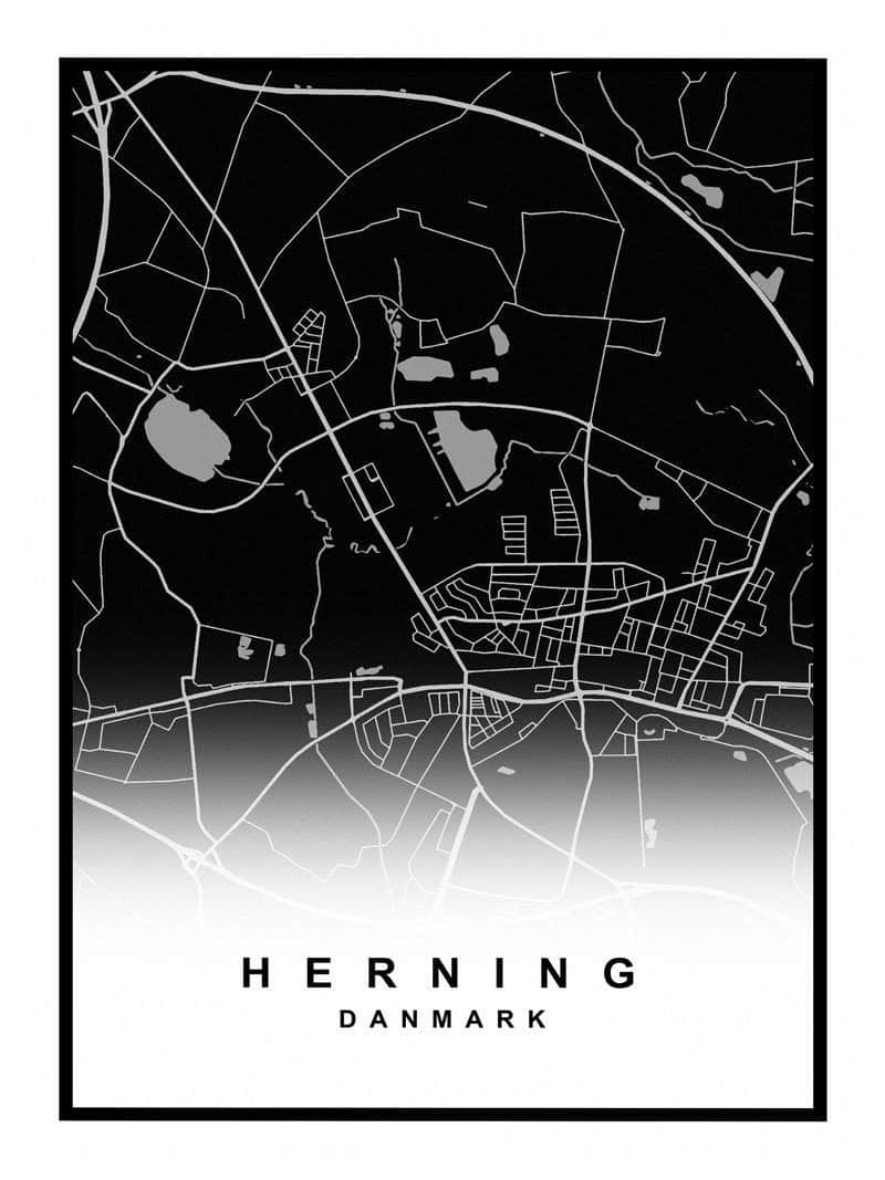 Herning bykort plakat – Unik vægdekoration til hjemmet!
