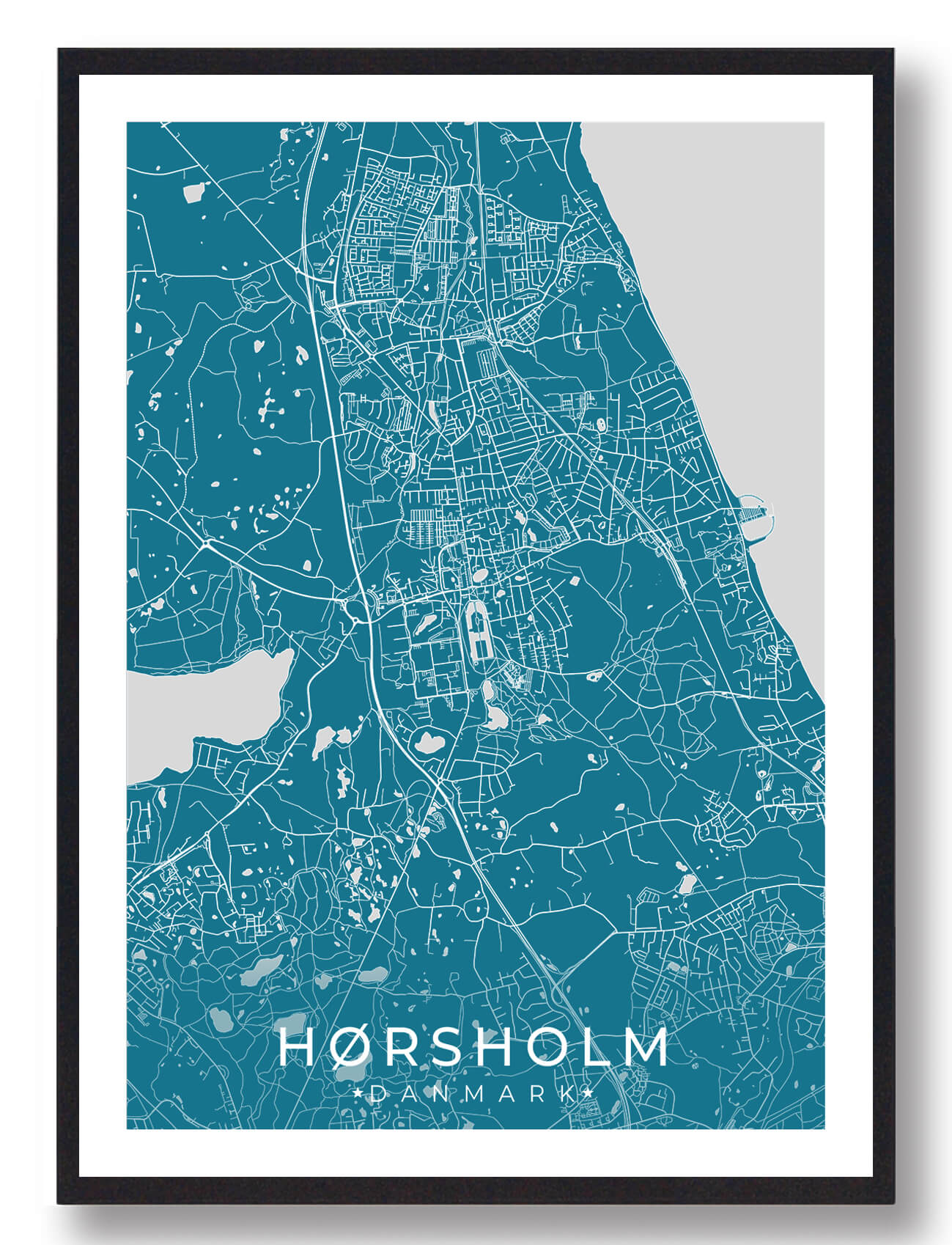 Hørsholm plakat – Blå vægdekoration til dit hjem