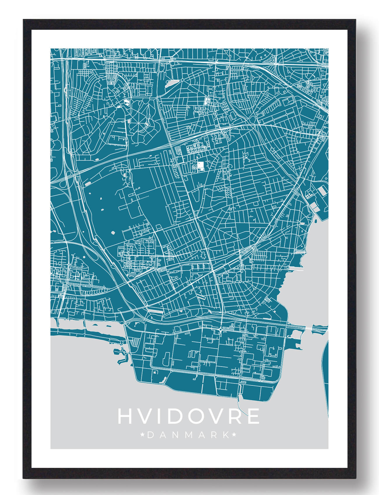 Hvidovre Plakat – Blå Vægkunst til Dit Hjem