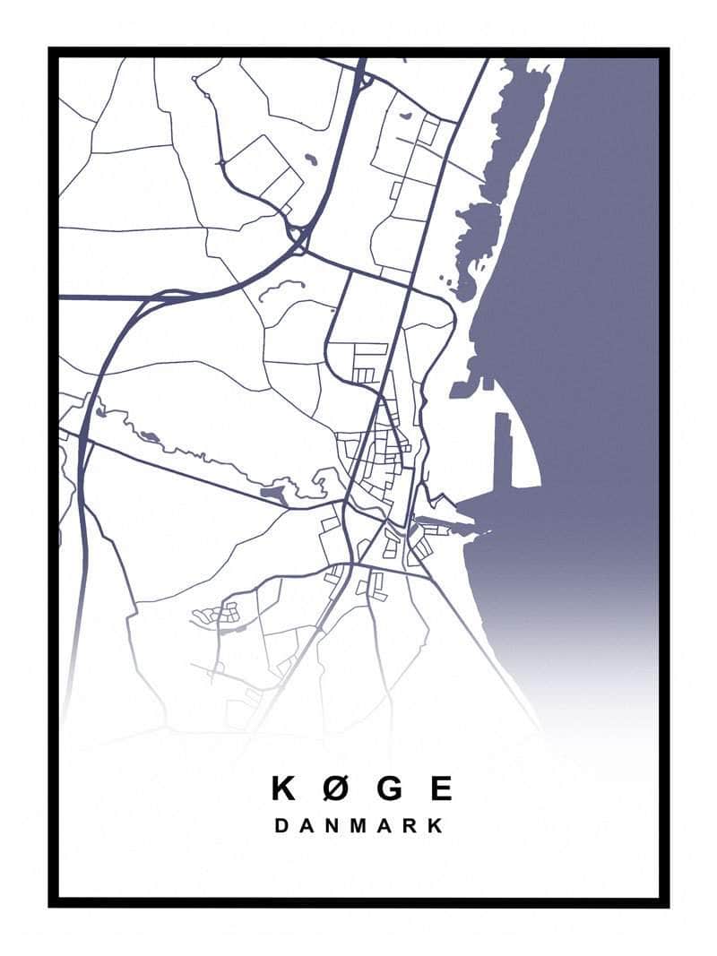Køge Plakat – Detaljeret Kort til Indretning af Køge By