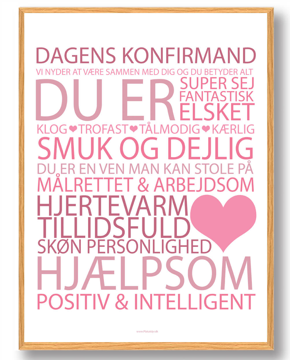 Dagens Konfirmand Plakat – Lyserød Gave til Konfirmation