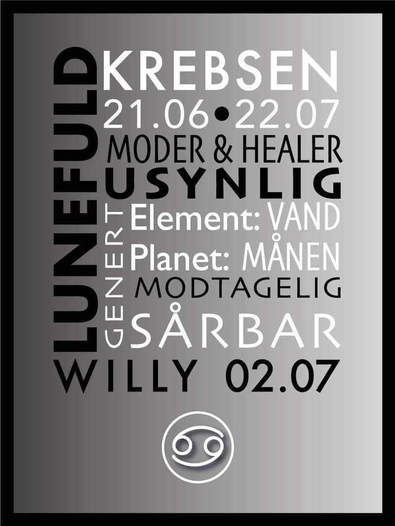 Krebsen Stjernetegn Plakat – Elegant Indretningselement