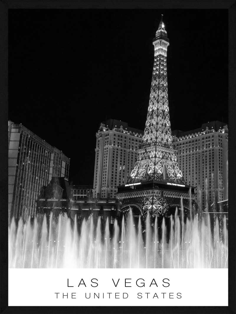Las Vegas Plakat – Eiffeltårnet og Springvandet Udsigt