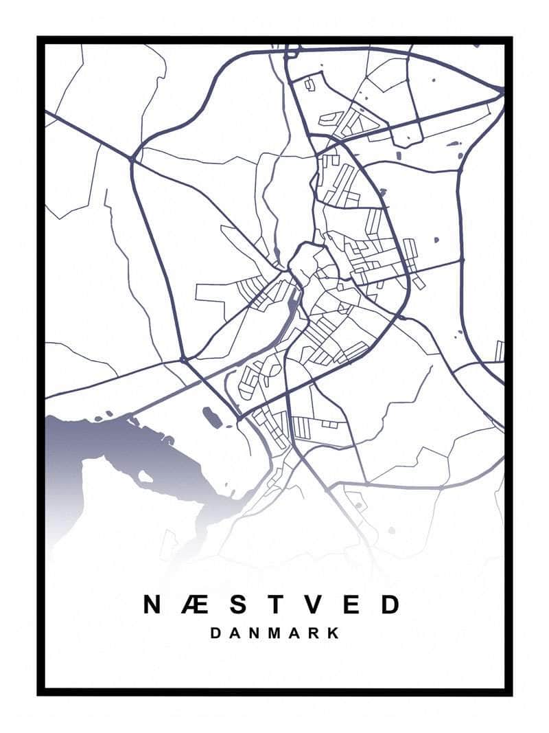 Næstved Plakat – Detaljeret Kort over Næstved By