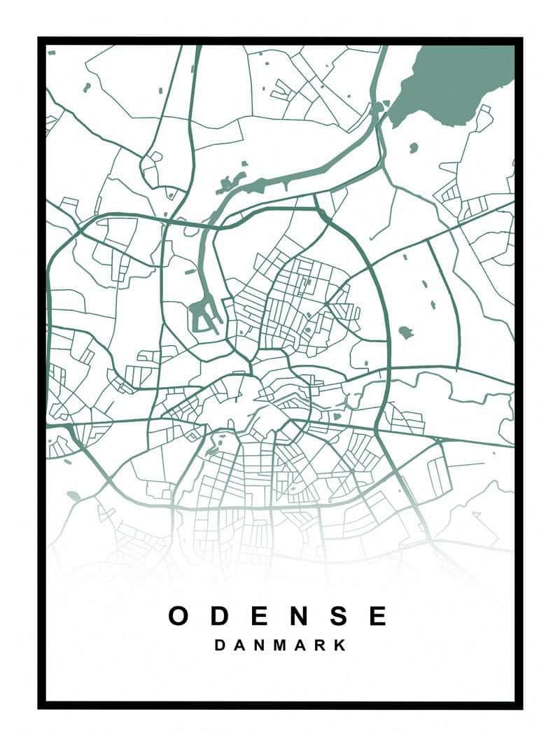 Odense Plakat – Smuk illustration af Odense Midtby